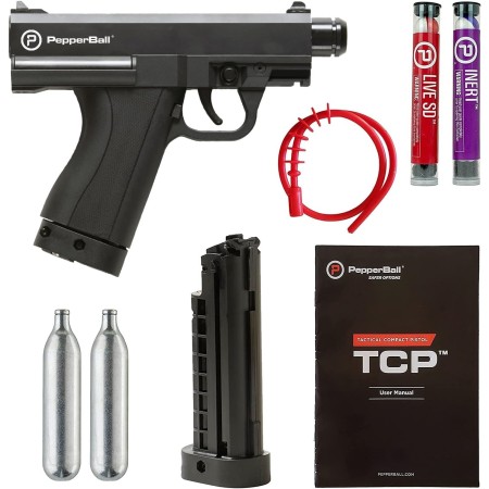 PepperBall TCP Lanzador de defensa personal, pistola táctica semiautomática no letal, pistola de combate táctica de grado