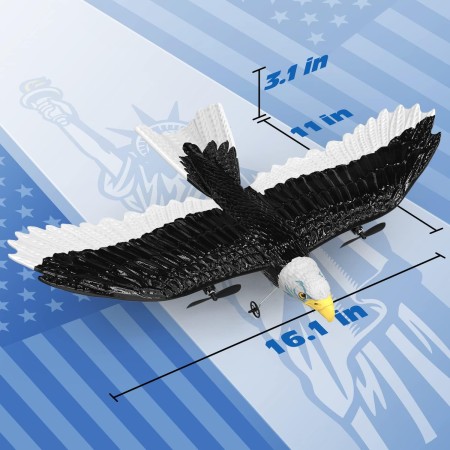 DEERC Avión RC, avión Eagle de control remoto, avión RTF, 2.4GHZ 2CH Flying Bird con 2 baterías y hélice estabilizador