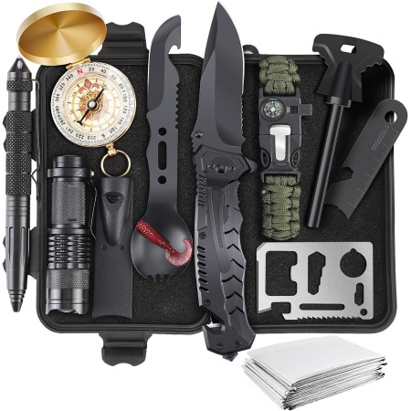 ABPIR Kits de supervivencia, regalos para hombres de Navidad, papá, marido, él, equipo de supervivencia 13 en 1, herramientas