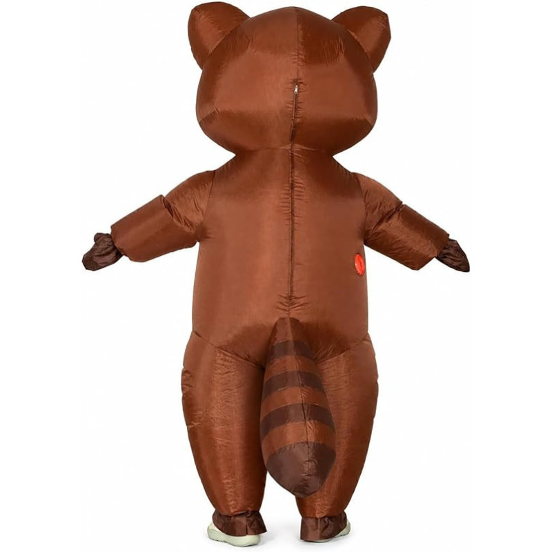 Halloween Inflatable Raccoon Costume, Brown Blow Up Suit for Adults