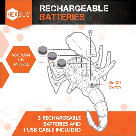 HEXBUG Escorpión robótico, mecánico autónomo escorpión juguetes para niños, figura robótica ajustable, juguetes STEM para niños