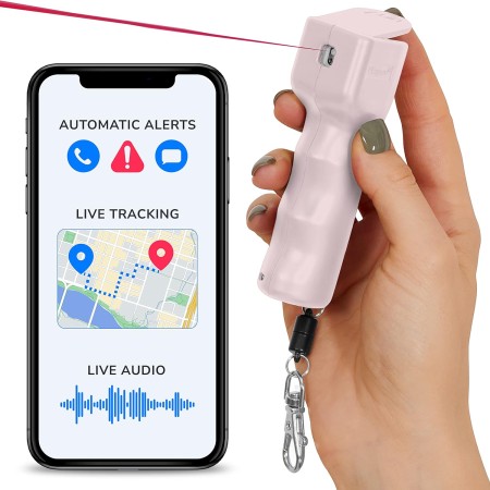 Plegium Mini llavero inteligente en aerosol de pimienta 3 en 1, seguimiento de ubicación GPS gratuito, textos de emergencia,