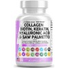Pastillas de colágeno de 1000 mg de biotina, 10000 mcg, queratina Saw Palmetto 2500 mg de ácido hialurónico, vitaminas para el