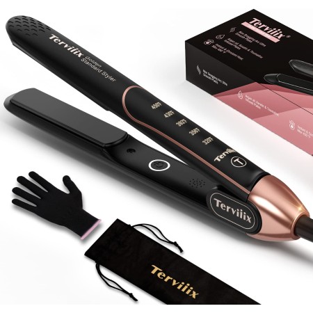 Terviiix Plancha De Cabello Profesional 450°F, plancha de pelo de cerámica sin enganches, plancha de pelo de 1 pulgada, 3 veces