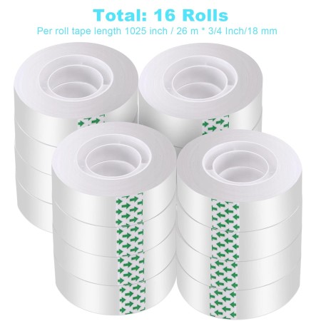 DHOOZ 16 rollos de cinta transparente para envolver regalos, recambios de cinta transparente, rollos de cinta de envoltura de