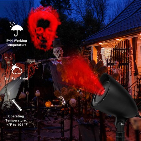 Luces de proyector de Halloween al aire libre, decoraciones de Halloween, proyector de calavera roja, luces LED, decoración
