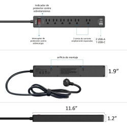 REGLETA PROTECTORA CONTRA SOBRETENSIONES - Yintar