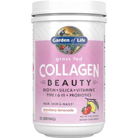 Garden of Life - Grass Fed Collagen Beauty - Polvo de colágeno para mujeres y hombres, sabor granada y arándano, 20 porciones,