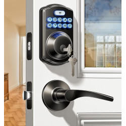 CERRADURA DE PUERTA CON TECLADO Y 2 MANIJAS DE PALANCA - Veise KS01B