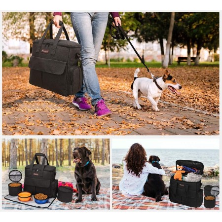 Modoker - Bolsa de viaje para perros juego de viaje para perros para un fin de semana incluye organizador de bolsa de viaje para