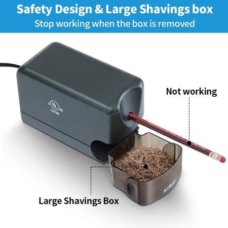 AFMAT - Sacapuntas eléctrico para lápices de colores (0.256 a 0.315 pulgadas, No 2, para aulas