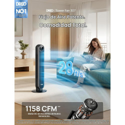 DREO Ventilador de torre para dormitorio, velocidad de 28 pies/s