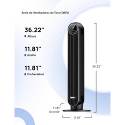 DREO Ventilador de torre para dormitorio, velocidad de 28 pies/s