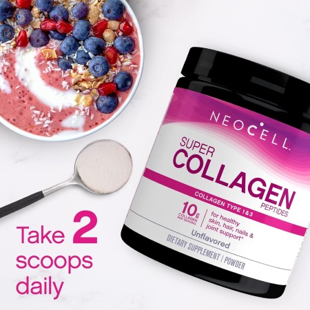 NeoCell Super colágeno en polvo, 0.35 onzas de péptidos de colágeno por porción, sin gluten, apto para dieta cetogénica, sin