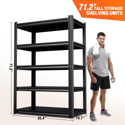 Estantes de almacenamiento de metal de 35.4" W*71.2H, estantería ajustable