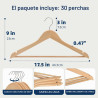 Amber Home Paquete de 30 perchas de madera natural