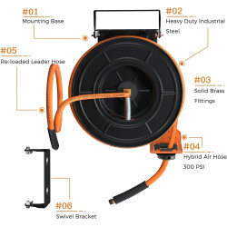 Giraffe Tools TA15BPLUS Carrete retráctil para manguera de aire