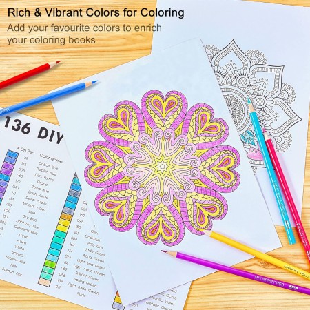 136 Lápices de colores Shuttle Art, juego de lápices de colores para adultos, libros para colorear