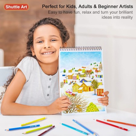 136 Lápices de colores Shuttle Art, juego de lápices de colores para adultos, libros para colorear