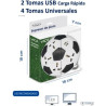 Paquete de 2 barras de contacto múltiple de fútbol con 4 enchufes universales, 2 puertos USB, cable de 6.6 ft.