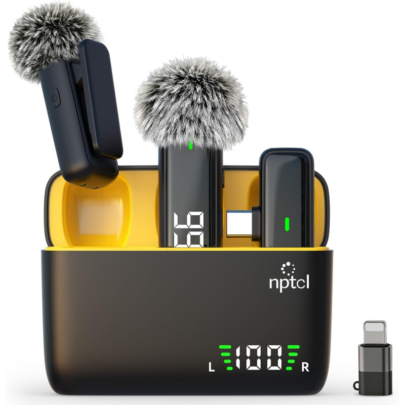 NPTCL Micrófono Lavalier inalámbrico para iPhone iPad Android