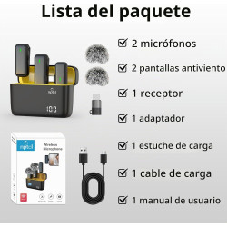 NPTCL Micrófono Lavalier inalámbrico para iPhone iPad Android