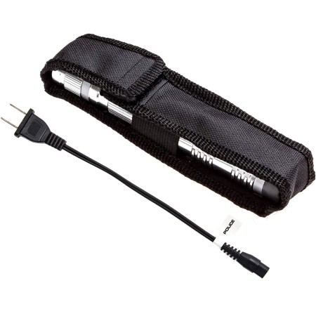 POLICE Stun Gun M12 - Mini de aluminio recargable con linterna LED, plata