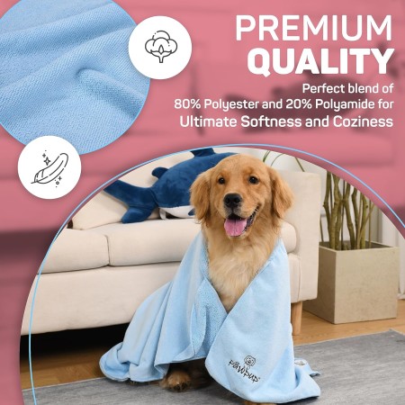 PAWPUP Toalla para perros súper absorbente, paquete de 2, toalla de microfibra súper suave de secado rápido para perros, gatos y