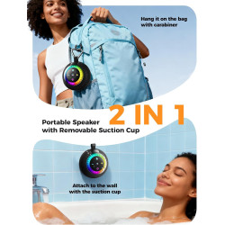 Altavoz de ducha Bluetooth IPX7 resistente al agua: ventosa extraíble