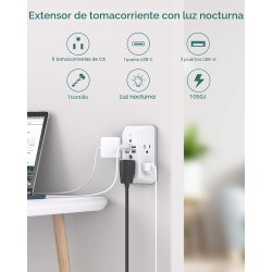 PROTECTOR CONTRA SOBRECARGA EXTENSOR DE SALIDA CON LUZ NOCTURNA - Addtam