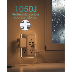 PROTECTOR CONTRA SOBRECARGA EXTENSOR DE SALIDA CON LUZ NOCTURNA - Addtam