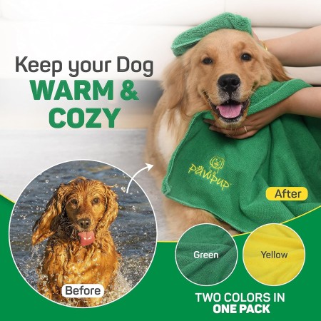 PAWPUP Toalla para perros súper absorbente, paquete de 2, toalla de microfibra súper suave de secado rápido para perros, gatos y