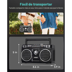 PRUNUS 750 Radio AM FM Portátil con Bluetooth Altavoz Doble