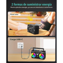 PRUNUS 750 Radio AM FM Portátil con Bluetooth Altavoz Doble