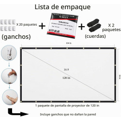 Mdbebbron - Pantalla de proyector de 120 pulgadas