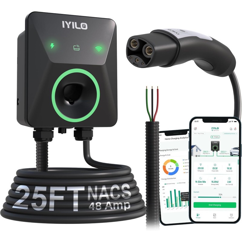 Cargador EV Nivel 2 para Tesla, 48Amp/11.5KW, UL 2594/ETL/Energy Star