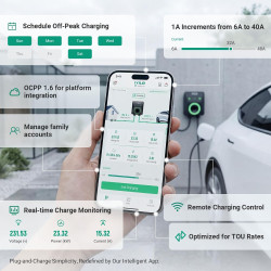 Cargador EV Nivel 2 para Tesla, 48Amp/11.5KW, UL 2594/ETL/Energy Star