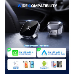 Teeran Adaptador inalámbrico CarPlay y Android Auto 2 en 1