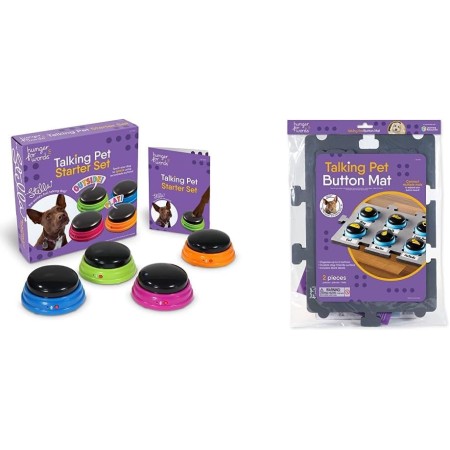 Hunger for Words Talking Pet - Juego de 4 botones grabables para perros, botones de perro parlante, enseña a tu perro a hablar,