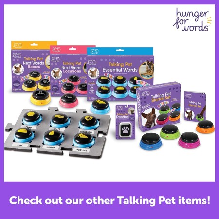 Hunger for Words Talking Pet - Juego de 4 botones grabables para perros, botones de perro parlante, enseña a tu perro a hablar,