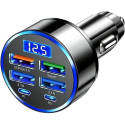 Cargador de coche multipuerto 6 en 1 con detección de voltaje