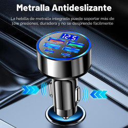 Cargador de coche multipuerto 6 en 1 con detección de voltaje