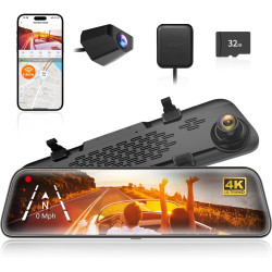 WOLFBOX G840S Cámara de Tablero con Espejo 4K de 12"