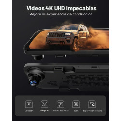 WOLFBOX G840S Cámara de Tablero con Espejo 4K de 12"