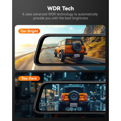 WOLFBOX G840S Cámara de Tablero con Espejo 4K de 12"
