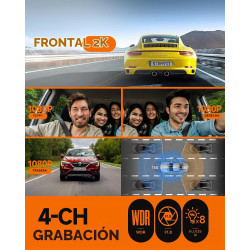 Neideso Cámara de tablero de 360° frontal y trasera en el interior