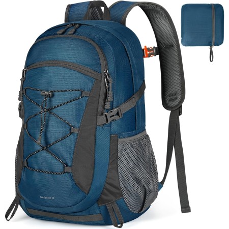 RAINSMORE Mochila de senderismo impermeable de 40 L, mochila de camping ligera y plegable para mujeres y hombres, mochila de