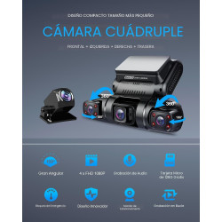 PRUVEEO - Cámara de salpicadero de 360 grados de vista
