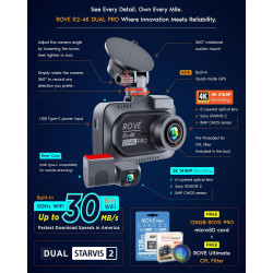 ROVE R2-4K Dash Cam Dual PRO delantera y trasera