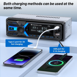 Radio de coche Bluetooth con puerto tipo C/USB, Wistrue Single DIN estéreo